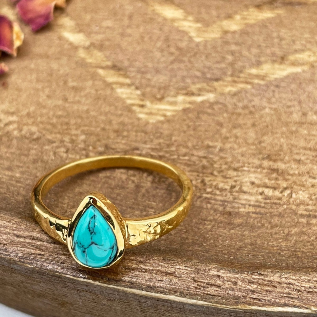Bague dorée texturée pierre de lune et tourmaline rose T 54 - photo 22