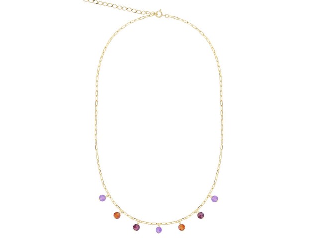 Collier Claudine Améthyste/grenat/hessonite plaqué or - photo 10